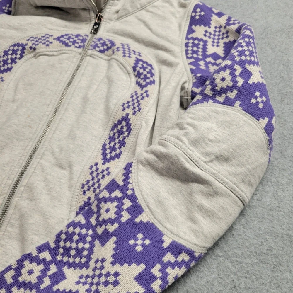 Lululemon RARE Live Simply IKAT‎ Knit Snowflake Snow Apres Ski Scuba Hoodie Sz 6